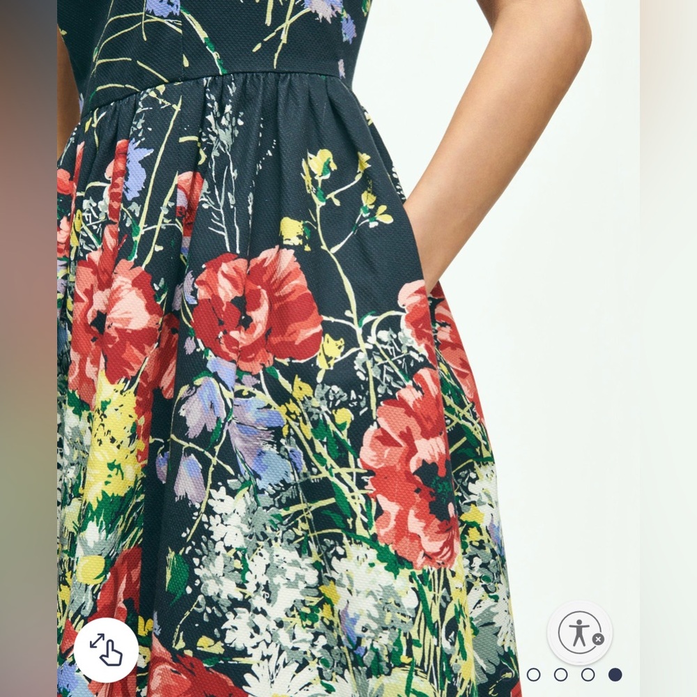 Brooks Brothers NWT Floral NAVY Dress with pockets - Picture 3 of 4